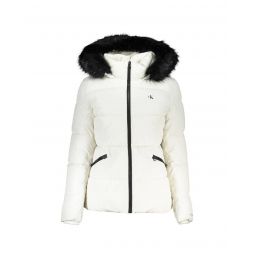 Calvin Klein Long-Sleeved Jacket with Removable Fur Hood and Contrast Details