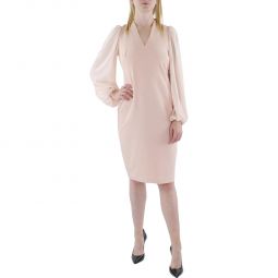 Womens Pleated Above Knee Cocktail And Party Dress