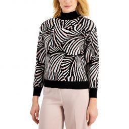 Womens Pattern Knit Mock Turtleneck Sweater