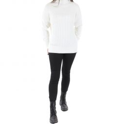 Womens Ribbed Trim Knit Funnel-Neck Sweater