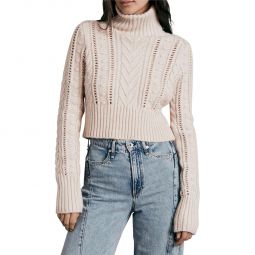 Elizabeth Womens Ribbed Trim Wool Turtleneck Sweater