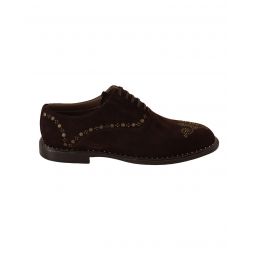 Dolce & Gabbana Marsala Studded Suede Derby Shoes