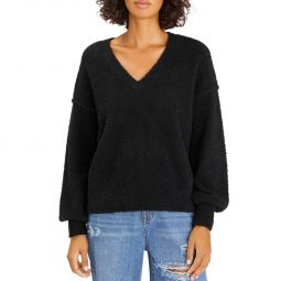 Womens Chenille Pullover V-Neck Sweater