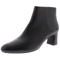 Dany Womens Leather Block Heel Ankle Boots