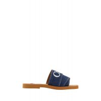 Chloe Sumptuous Cotton Woody Slide Sandals in Denim Womens Blue