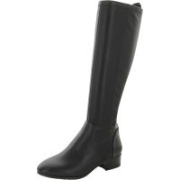 Olwynne Womens Faux Leather Stacked Heel Knee-High Boots