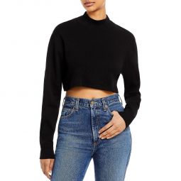 Womens Mock Neck Pullover Cropped
