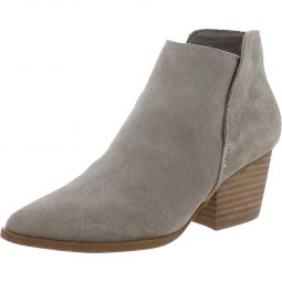 Womens Faux Suede Block Heel Ankle Boots