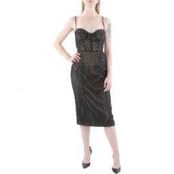 Charley Womens Lace Cocktail Midi Dress
