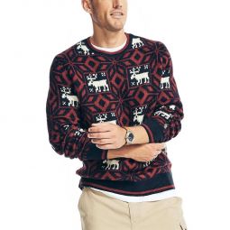Reissue Mens Graphic Ribbed Trim Pullover Sweater