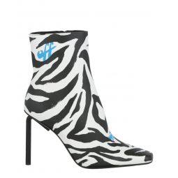 Off-White Womens Allen Zebra-Print Leather Ankle Boots