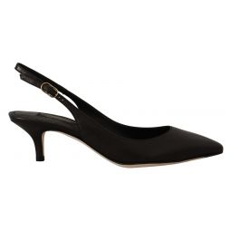 Dolce & Gabbana Elegant Black Leather Slingbacks Womens Heels