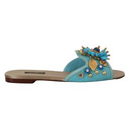 Dolce & Gabbana Exquisite Crystal-Embellished Exotic Leather Womens Sandals