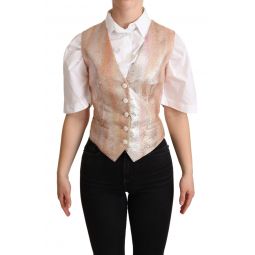 Dolce & Gabbana Pink Waistcoat Stripe Waistcoat Vest Womens Top