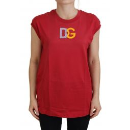 Dolce & Gabbana Red Cotton DG Logo Tank Top Womens T-shirt
