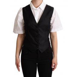 Dolce & Gabbana Black Silk Sleeveless Waistcoat Womens Vest
