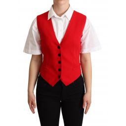 Dolce & Gabbana Red Brown Leopard Print Waistcoat Womens Vest