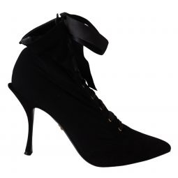 Dolce & Gabbana Elegant Black Ankle Heel Boots with Leather Womens Sole