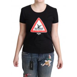 Moschino Black Cotton Swim Graphic Triangle Print Womens T-shirt