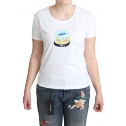 Moschino White Printed Cotton Short Sleeves Tops Womens T-shirt