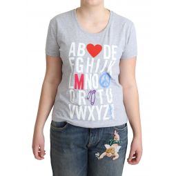Moschino Gray Cotton Alphabet Letter Print Womens T-shirt