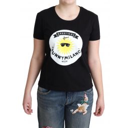 Moschino Black Cotton Sunny Milano Print Womens T-shirt