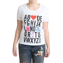 Moschino White Cotton Alphabet Letter Print Tops Womens T-shirt