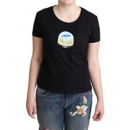 Moschino Black Printed Cotton Short Sleeves Womens T-shirt