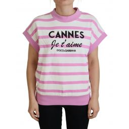Dolce & Gabbana White Pink CANNES Exclusive Womens T-shirt