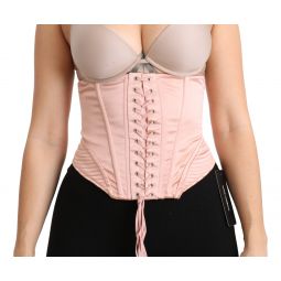Dolce & Gabbana Silk Pink Corset Belt Stretch Waist Strap Womens Top