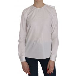 Dsquared² White Crew Neck Long Sleeve Cotton Womens Blouse