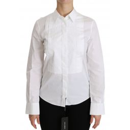 Dolce & Gabbana White Collared Long Sleeve Polo Womens Shirt
