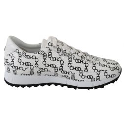 Jimmy Choo White and Black Leather Monza Womens Sneakers