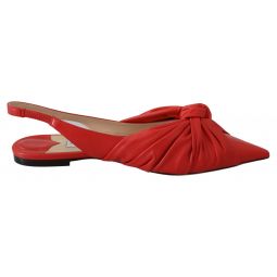 Jimmy Choo Chic Red Pointed Toe Leather Womens Flats
