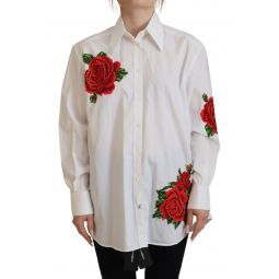 Dolce & Gabbana White Cotton Flower Embroidery Shirt Womens Top