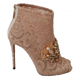 Dolce & Gabbana Elegant Lace Stilettos with Crystal Womens Accents