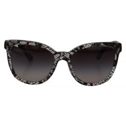 Dolce & Gabbana Elegant White Lace Applique Womens Sunglasses