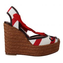 Dolce & Gabbana Multicolor Lace-Up Wedge Womens Sandals