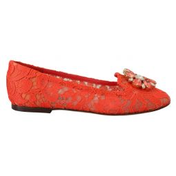 Dolce & Gabbana Elegant Lace Vally Flats in Coral Womens Red