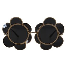Dolce & Gabbana Chic Floral-Formed Black and Gold Womens Sunglasses
