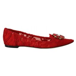 Dolce & Gabbana Red Taormina Crystals Loafers Flats Womens Shoes