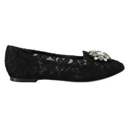 Dolce & Gabbana Elegant Floral Lace Flat Vally Womens Shoes