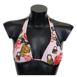 Dolce & Gabbana Floral Butterfly Padlock Bikini Top