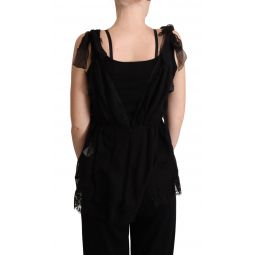 Dolce & Gabbana Black Silk Lace Trim Camisole Tank Womens Top