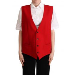 Dolce & Gabbana Red Virgin Wool Sleeveless Waistcoat Womens Vest