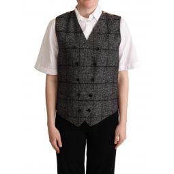 Dolce & Gabbana Gray Wool Leopard Print Waistcoat Womens Vest