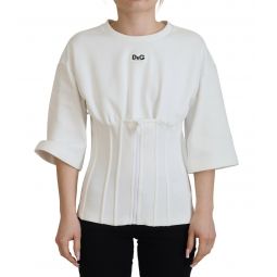 Dolce & Gabbana White Corset Stretch Cotton Top Womens T-shirt