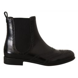 Dolce & Gabbana Elegant Black Ankle Wingtip Oxford Womens Boots