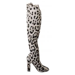 Dolce & Gabbana Chic Leopard High-Heel Over-Knee Womens Boots