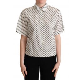 Dolce & Gabbana White Dotted Collared Blouse Womens Shirt